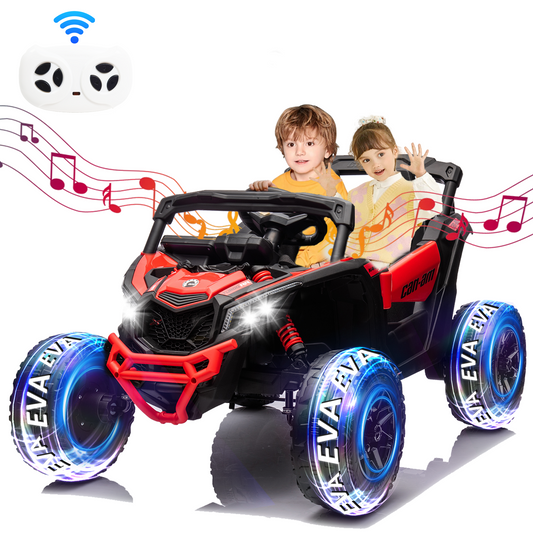 24V Ride on Toys Car, BLISSRIDE 4WD/2WD Switchable Kids UTV for Kids Boys Girls, Red