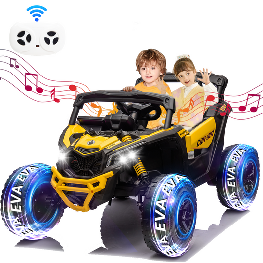 24V Ride on Toys Car, BLISSRIDE 4WD/2WD Switchable Kids UTV for Kids Boys Girls, Yellow