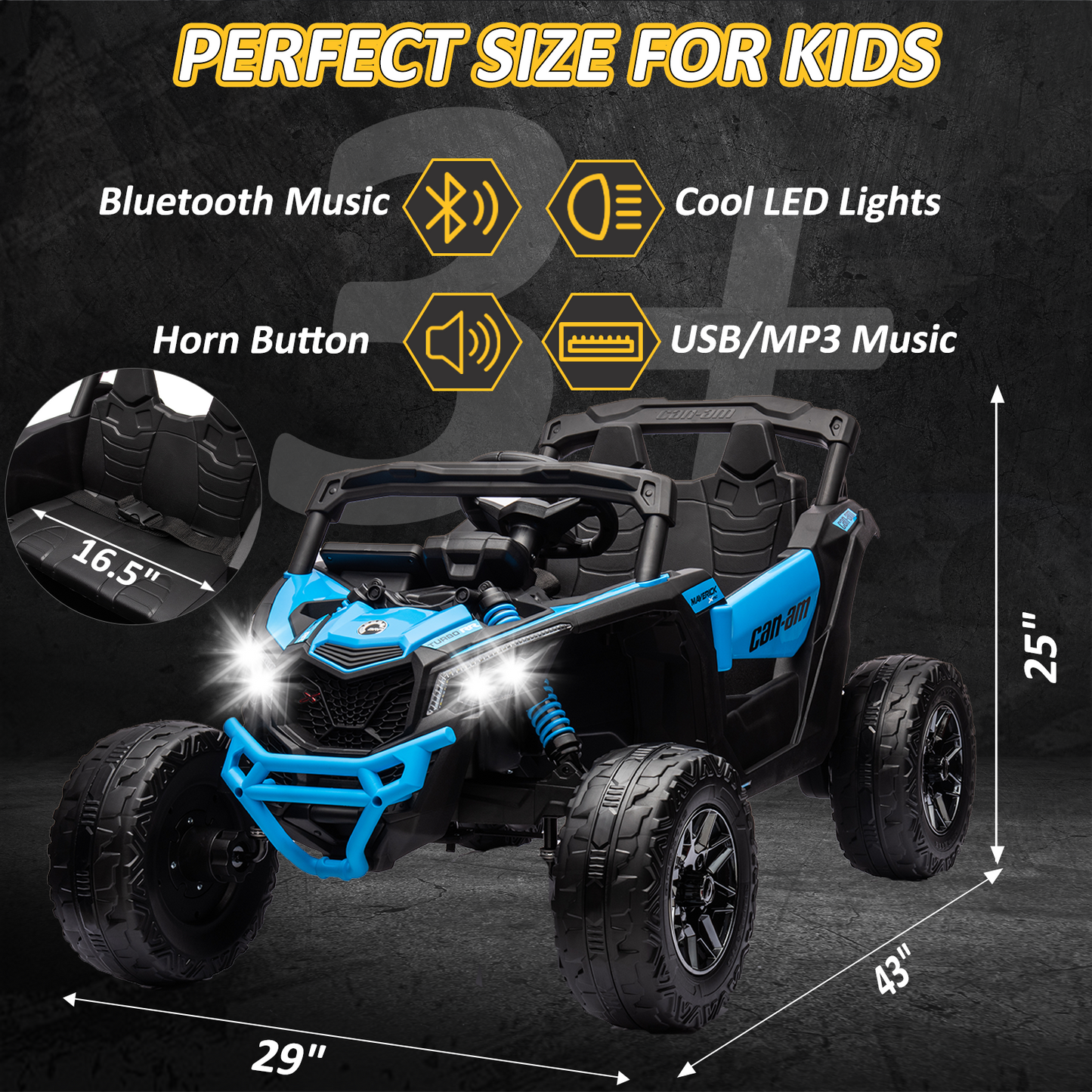 24V Ride on Toys Car, BLISSRIDE 4WD/2WD Switchable Kids UTV for Kids Boys Girls, Blue