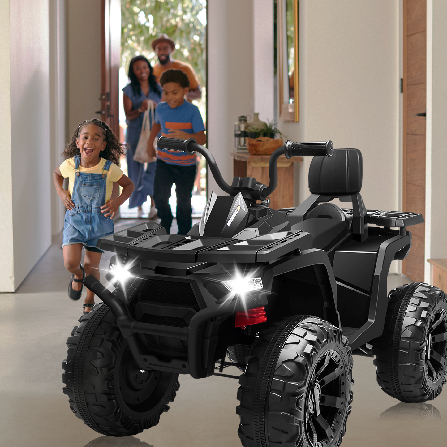 BLISSRIDE 24V Kids ATV 4 Wheeler, 2 Seater Ride on Toy for Big Kids with 400W Motor, 9AH Battery Powered, Protective Gear Set, Bluetooth Music, LED Lights, Spring Suspension, Electric Quad for Boys&Girls,Rose Red